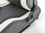 Paire de siege baquet Frankfurt Simili cuir Noir Blanc Inclinable Rabattable