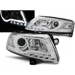 Paire de feux phares Audi A6 C6 de 2004 a 2008 Tube Light led LTI chrome