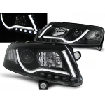 Paire de feux phares Audi A6 C6 de 2004 a 2008 Tube Light led LTI noir