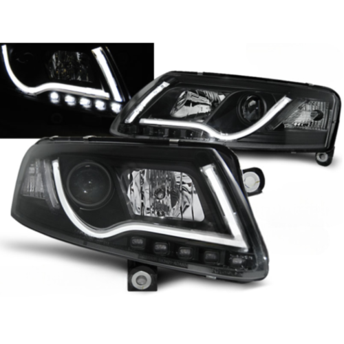 Paire de feux phares Audi A6 4F de 2004 a 2008 Tubelight led DRL noir