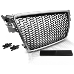 Grille de calandre pour Audi A4 B8 2008 a 2011 look Sport argent et noir
