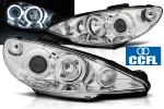 Paire de feux phares Peugeot 206 02-06 angel eyes CCFL chrome