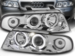 Paire de feux phares Audi A4 B5 de 1994 a 1998 angel eyes chrome