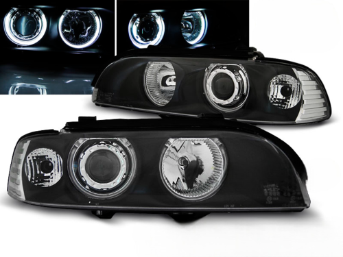 Paire de feux phares BMW serie 5 E39 de 1995 a 2000 angel eyes CCFL noir