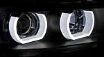 Paire de feux phares BMW serie 3 E90 / E91 05-08 angel eyes led 3D noir