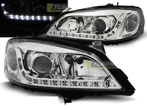 Paire de feux phares Opel Astra G 97-04 Daylight led chrome