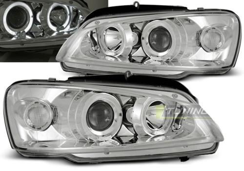 Paire de feux phares Peugeot 106 96-03 angel eyes chrome