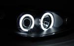 Paire de feux phares Peugeot 206 de 2002 a 2006 angel eyes CCFL noir - H7