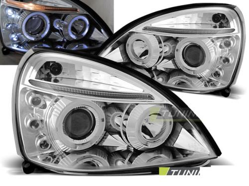 Paire de feux phares Renault Clio 2 01-05 angel eyes chrome