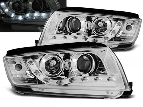 Paire de feux phares Skoda Fabia 99-08 Daylight led chrome