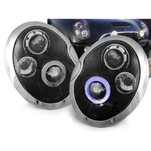 Paire de feux phares Mini Cooper 01-04 angel eyes noir