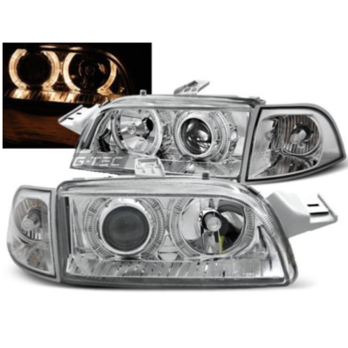 Paire de feux phares Fiat Punto 93-99 angel eyes chrome