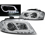Paire de feux phares Audi A3 8P de 2008 a 2012 chrome TubeLight LTI DRL