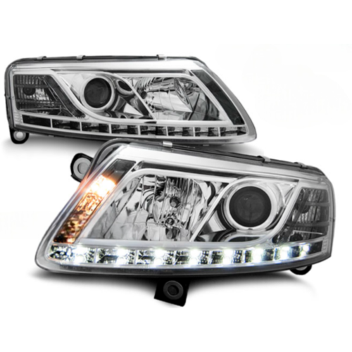 Paire de feux phares Audi A6 4F de 2004 a 2008 Daylight DRL led chrome