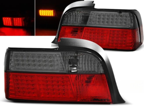 Paire feux arriere BMW serie 3 E36 coupe cab de 12/1990 a 08/1999 LED rouge fume