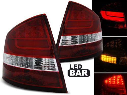 Paire de feux arriere Skoda Octavia 2 berline 04-12 led Bar rouge chrome