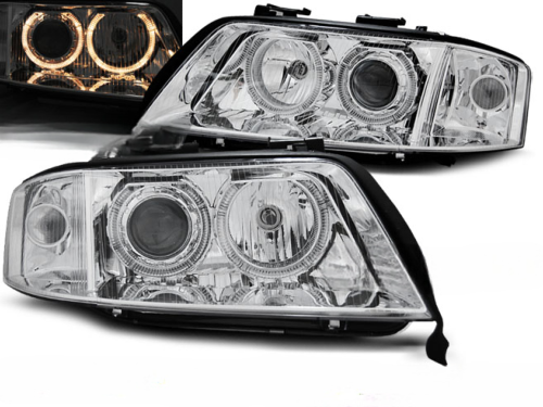 Paire de feux phares Audi A6 C5 de 1999 a 2001 angel eyes xenon chrome