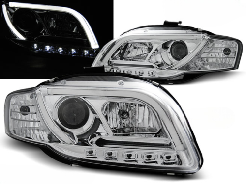 Paire de feux phares Audi A4 B7 de 2004 a 2008 Tube Light led LTI chrome