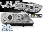 Paire de feux phares BMW serie 3 E90 / E91 05-08 xenon angel eyes led 3D chrome