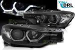 Paire de feux phares BMW serie 3 F30 / F31 11-15 angel eyes noir led DRL