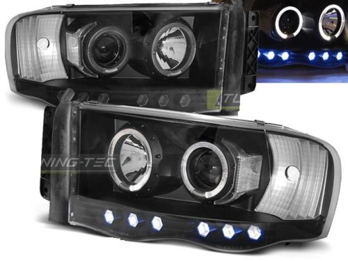 Paire de feux phares Dodge Ram 02-06 angel eyes noir