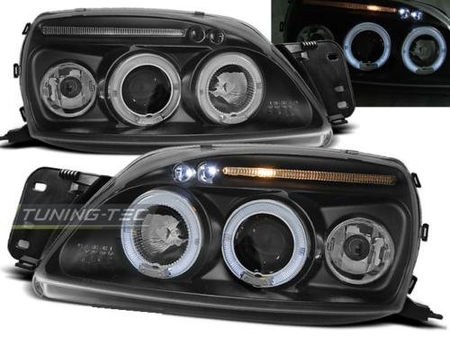 Paire de feux phares Ford Fiesta MK5 99-02 angel eyes noir