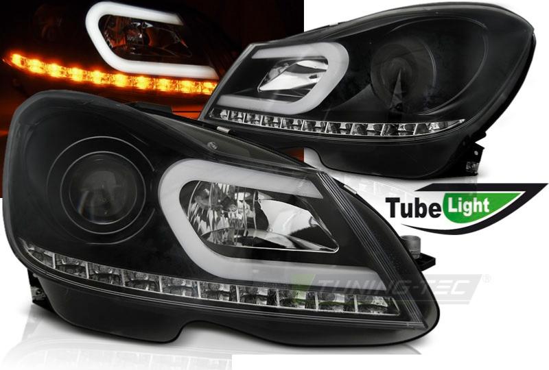 Phares Avant LED Daylight Pour Mercedes Classe C W204 (2007-2010) - Chrome - Neufs En Boîte