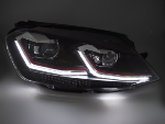 Paire de feux phares VW Golf 7 13-17 LED TRU DRL Dyn Noir Rouge