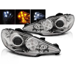Paire de feux phares Peugeot 206 02-06 Daylight LED chrome