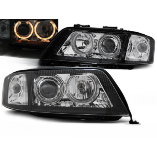 Paire de feux phares Audi A6 C5 de 1999 a 2001 angel eyes xenon noir