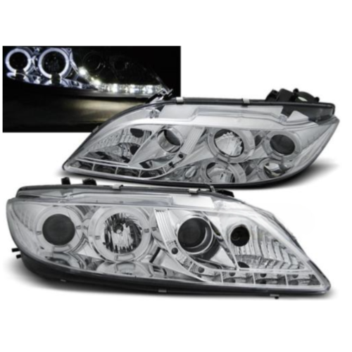 Paire de feux phares Mazda 6 02-07 Angel Eyes LED chrome