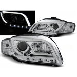 Paire de feux phares Audi A4 B7 de 2004 a 2008 Tube Light led LTI chrome