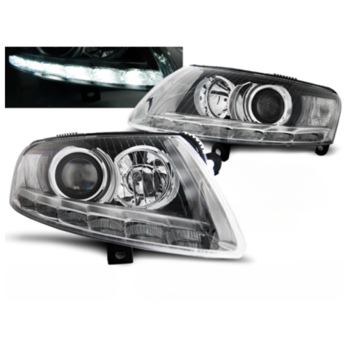 Paire de feux phares Audi A6 C6 de 2004 a 2008 xenon Daylight DRL led chrome