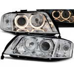Paire de feux phares Audi A6 C5 de 1999 a 2001 angel eyes chrome
