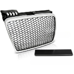 Grille de calandre pour Audi A4 B7 de 11/2004 a 03/2008 look Sport Argent et noir