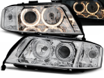 Paire de feux phares Audi A6 C5 de 1999 a 2001 angel eyes chrome