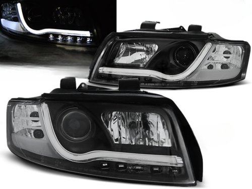 Paire de feux phares Audi A4 B6 de 2000 a 2004 Tube Light led LTI noir