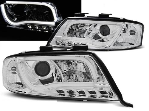 Paire de feux phares Audi A6 de 2001 a 2004 Tube Light led LTI chrome