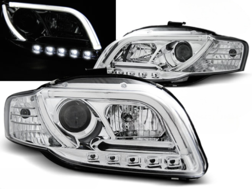 Paire de feux phares Audi A4 B7 de 2004 a 2008 Tube Light LTI DRL Led chrome