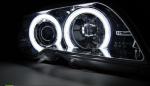 Paire de phares BMW serie 3 E46 Coupe de 2003 a 2006 angel eyes CCFL chrome