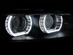 Paire de feux phares BMW serie 3 E92 / E93 06-10 angel eyes LED 3D DRL noir