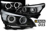 Paire de feux phares BMW E60 /E61 05-07 XENON angel eyes led noir