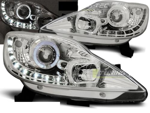 Paire de feux phares Peugeot 107 05-11 Angel Eyes LED chrome