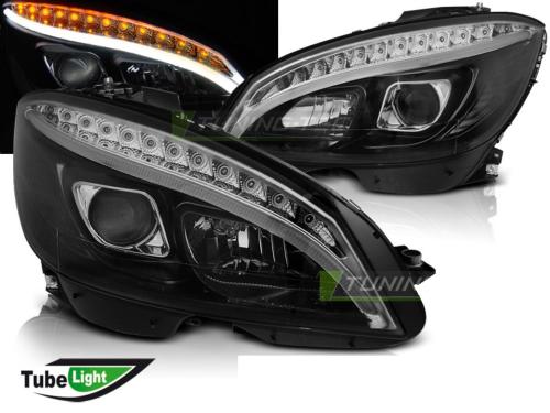 Paire de feux phares avant pour Mercedes W204 07-10 LED LTI Noir