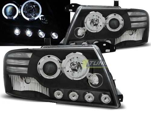 Paire de feux phares Mitsubishi Pajero 01-06 angel eyes LED noir