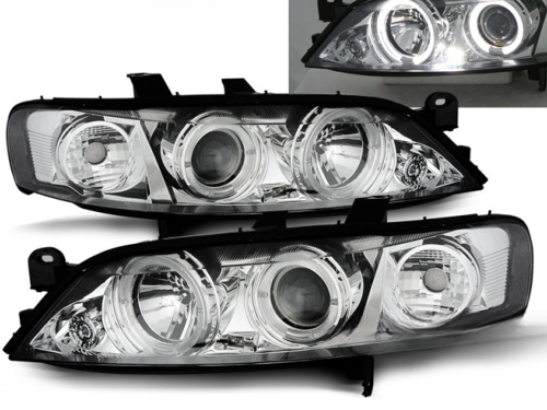 Paire de feux phares Opel Vectra B de 1996 a 1998 Angel eyes chrome