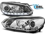 Paire de feux phares VW Golf 6 08-12 Daylight LED DRL chrome