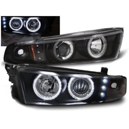 Paire de feux phares Mitsubishi Galant Angel eyes CCFL 96-06 noir