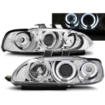 Paire de feux phares Honda Civic 91-95 2 et 3 portes angel eyes chrome