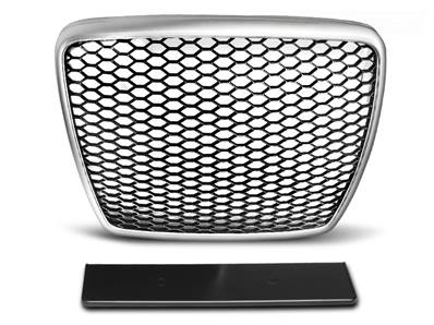 Grille de calandre pour Audi A6 C6 de 2009 a 2011 look Sport argent noir
